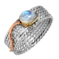 thumbnail image 1 of 925 Sterling Silver Two Tone Ring Rainbow Moonstone Women Jewelry, 1 of 4