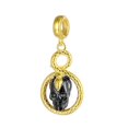 thumbnail image 1 of 925 Sterling Silver Golden Snake Wrapped Black Skull Dangle Charm for Bracelet Charms Bangle Pendant Jewelry, 1 of 3