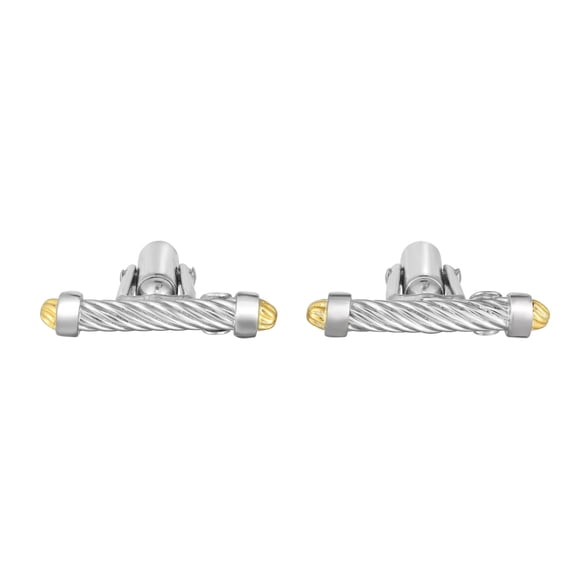 925 Sterling Silver Two-Tone Textured Italian Cable Cuff Link, Giorgio Bergamo