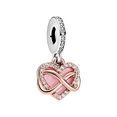 thumbnail image 1 of 925 Sterling Silver Two-tone Rose Gold Infinity Pink Heart Dangle Charm for Bracelet Charms Bangle Pendant Jewelry, 1 of 3