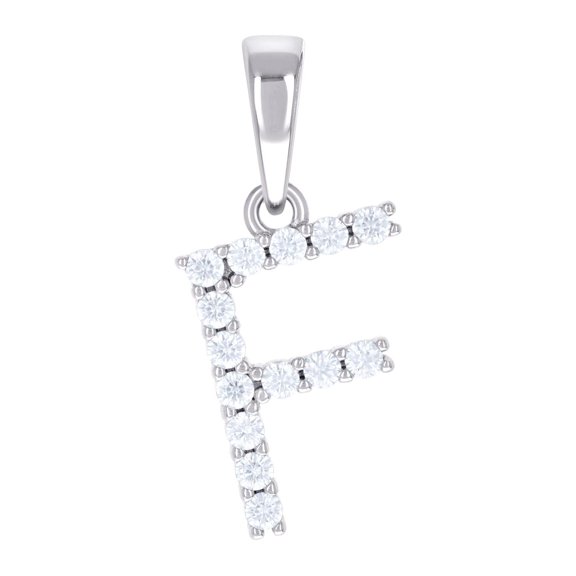 925 Sterling Silver Unisex 0.44ct Moissanite Letter Name Personalized Monogram Initial F Alphabet Charm Pendant Necklace