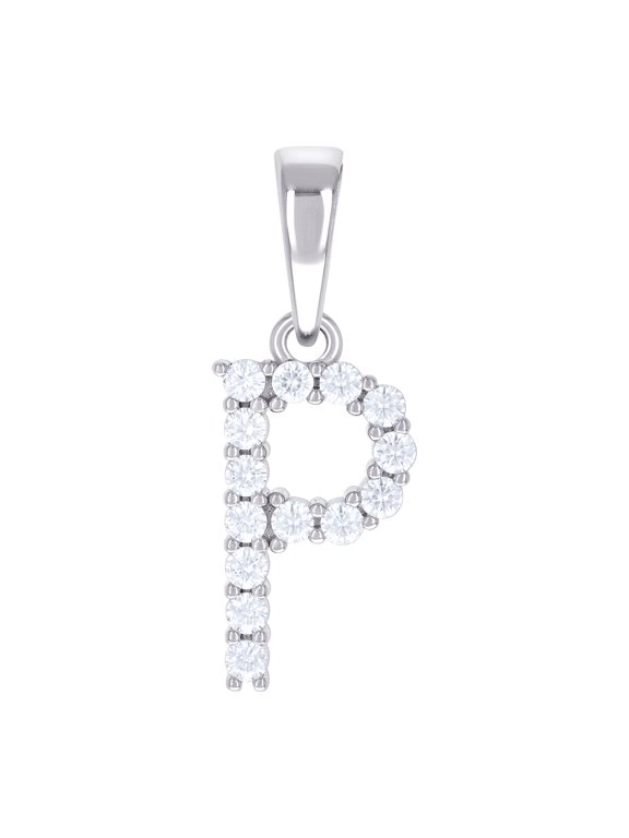 925 Sterling Silver Unisex 0.44ct Moissanite Letter Name Personalized Monogram Initial P Alphabet Charm Pendant Necklace