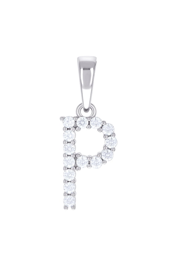 925 Sterling Silver Unisex 0.44ct Moissanite Letter Name Personalized Monogram Initial P Alphabet Charm Pendant Necklace