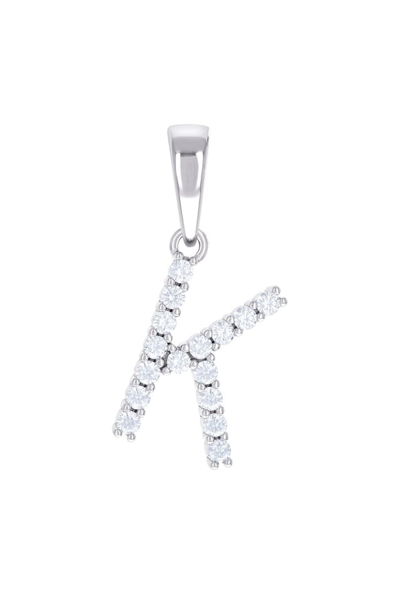 925 Sterling Silver Unisex 0.50ct Moissanite Letter Name Personalized Monogram Initial K Alphabet Charm Pendant Necklace