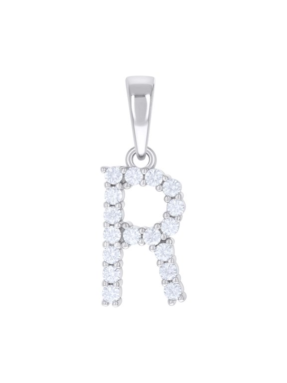 925 Sterling Silver Unisex 0.54ct Moissanite Initial R Alphabet Charm Pendant