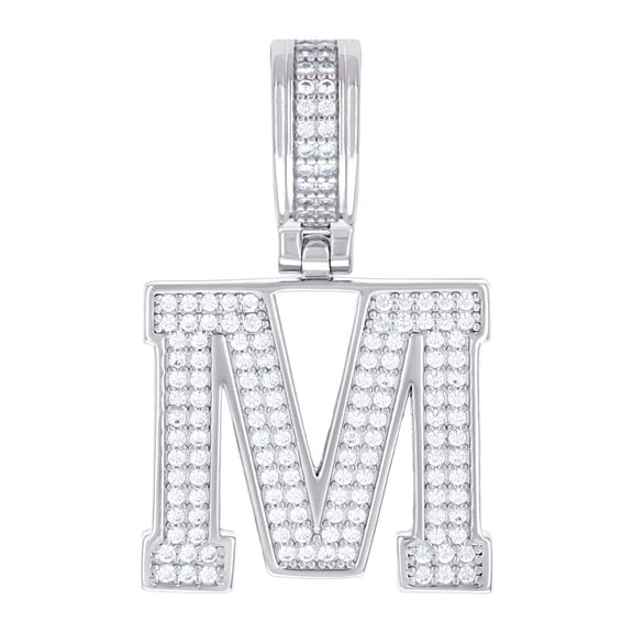 925 Sterling Silver Unisex 0.78ct Moissanite Letter Name Personalized Monogram Initial Alphabet M Charm Pendant Necklace