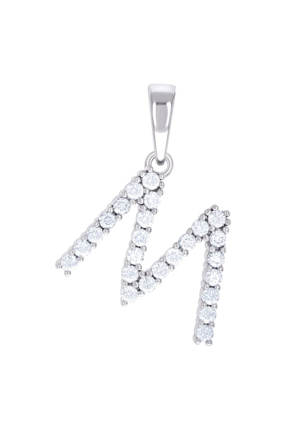 925 Sterling Silver Unisex 0.79ct Moissanite Letter Name Personalized Monogram Initial M Alphabet Charm Pendant Necklace