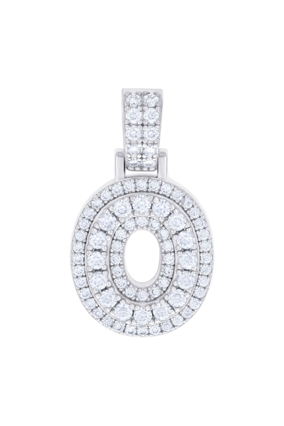 925 Sterling Silver Unisex 1.19ct Moissanite Initial Alphabet O Pendant