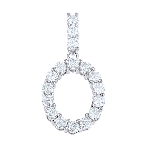925 Sterling Silver Unisex 1.72 ct Moissanite Initial Alphabet O Charm Pendant