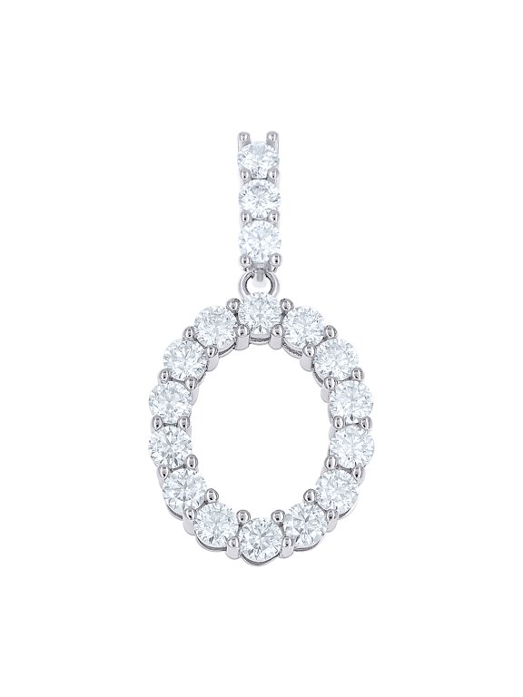 925 Sterling Silver Unisex 1.72 ct Moissanite Initial Alphabet O Charm Pendant
