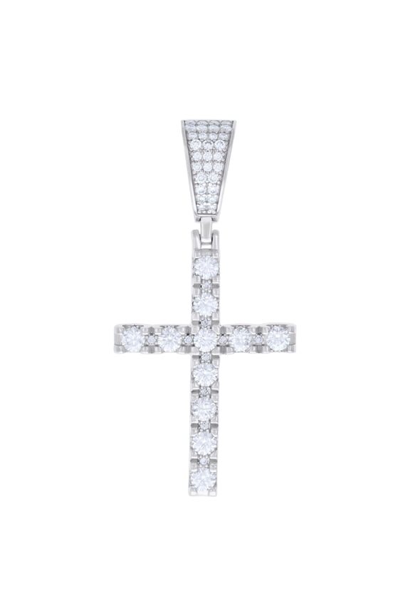 925 Sterling Silver Unisex 2.04ct Moissanite Cross Religious Charm Pendant