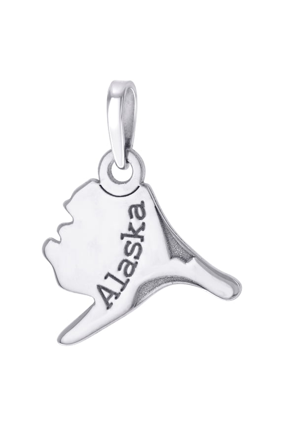 925 Sterling Silver Unisex American States Alaska Charm Pendant Necklace 21.6x16.7mm Wide Pendant for Women