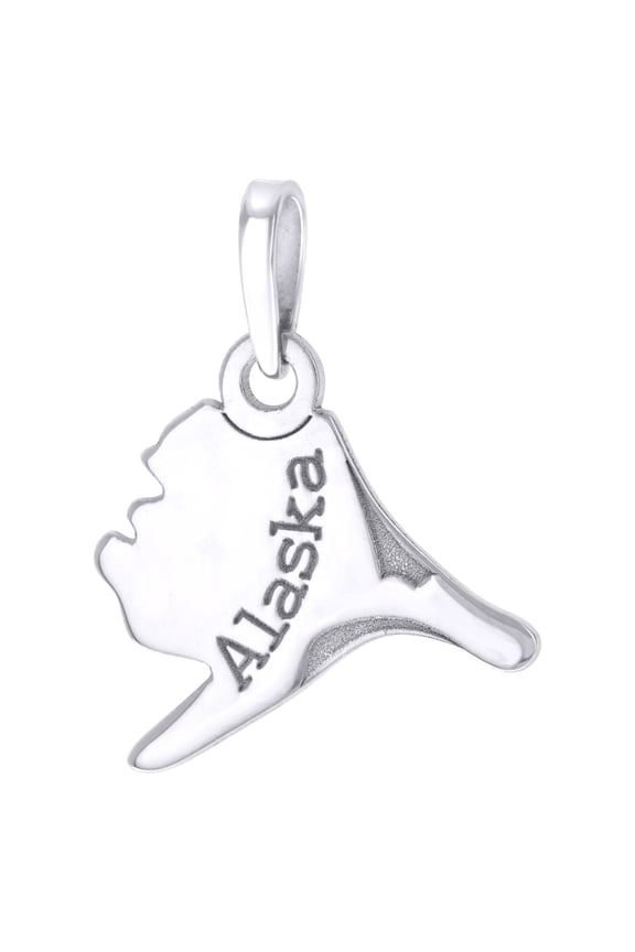 925 Sterling Silver Unisex American States Alaska Charm Pendant for Men Women