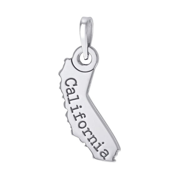 925 Sterling Silver Unisex American States California Charm Pendant Necklace 27mm Wide Pendant for Women
