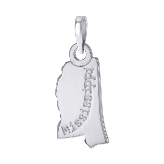 925 Sterling Silver Unisex American States Mississippi Charm Pendant Necklace 25.4x10.4mm Wide Pendant for Women