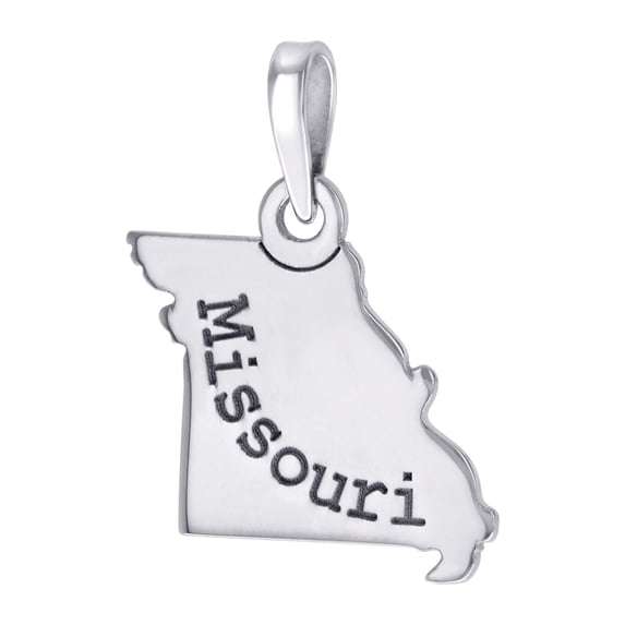 925 Sterling Silver Unisex American States Missouri Charm Pendant Necklace 22.7mm Wide Pendant for Women