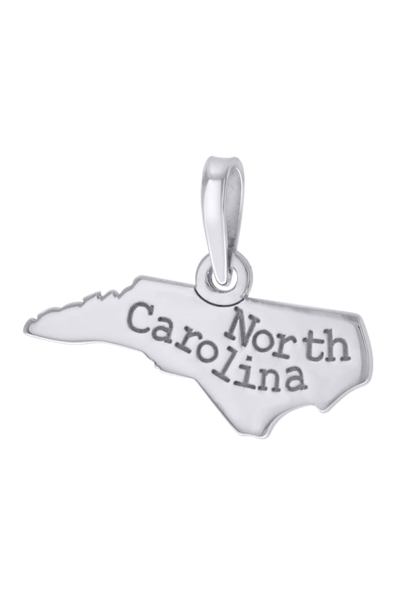 925 Sterling Silver Unisex American States North Carolina Charm Pendant