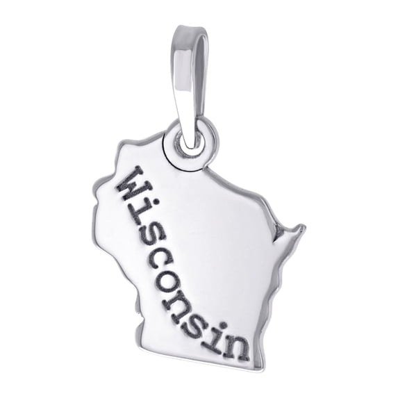 925 Sterling Silver Unisex American States Wisconsin Charm Pendant Necklace 22.1x14mm Wide Pendant for Women