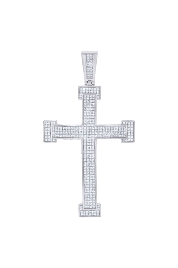 925 Sterling Silver Unisex CZ Cross Religious Charm Pendant