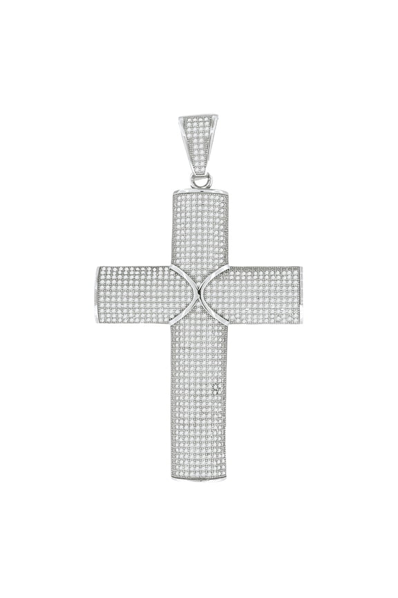 925 Sterling Silver Unisex CZ Cross Religious Charm Pendant