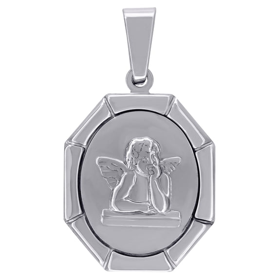 925 Sterling Silver Unisex Cubic Zirconia Angel Religious Charm Pendant Necklace 35.8x19.7mm Wide Pendant for Women