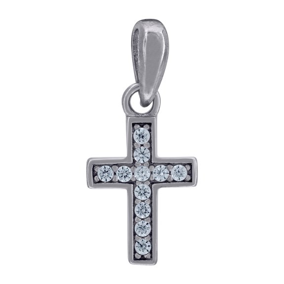 925 Sterling Silver Unisex Cubic Zirconia Cross Religious Charm Pendant Necklace 19.5x8.3mm Wide Pendant for Women