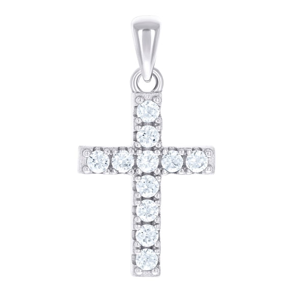 925 Sterling Silver Unisex Cubic Zirconia Cross Religious Charm Pendant Necklace 22.5x11.6mm Wide Pendant for Women