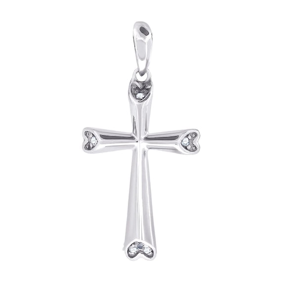 925 Sterling Silver Unisex Cubic Zirconia Cross Religious Charm Pendant Necklace 25.5x13.2mm Wide Pendant for Women