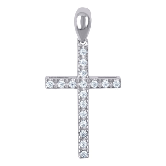 925 Sterling Silver Unisex Cubic Zirconia Cross Religious Charm Pendant Necklace 29.6x14.2mm Wide Pendant for Women