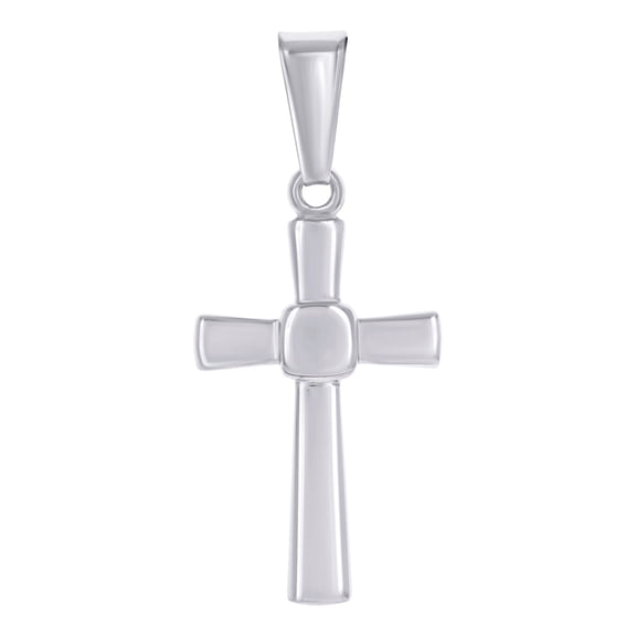 925 Sterling Silver Unisex Cubic Zirconia Cross Religious Charm Pendant Necklace 38mm Long Pendant for Women