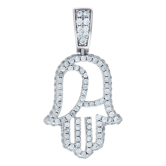 925 Sterling Silver Unisex Cubic Zirconia Humsa Religious Charm Pendant Necklace Pendant for Women