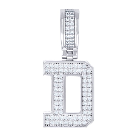 925 Sterling Silver Unisex Cubic Zirconia Initial Letter D Charm Pendant Necklace 30.5x14.1mm Wide Pendant for Women