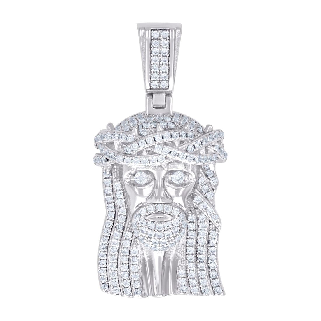 925 Sterling Silver Unisex Cubic Zirconia Jesus Religious Charm Pendant ...