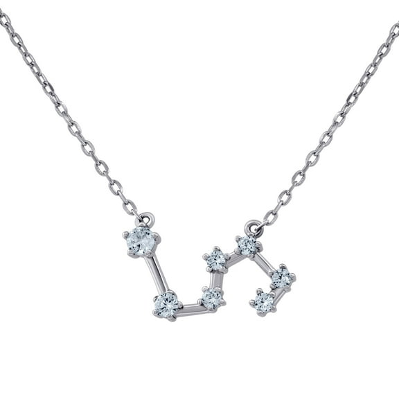 925 Sterling Silver Unisex Cubic Zirconia Leo Zodiac Sign Rolo Link Necklace Pendant Necklace for Women