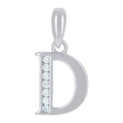 BBB INDUSTRIES 925 Sterling Silver Unisex CZ Simulated Diamond Letter Name Personalized Monogram Initial Alphabet D Charm Pendant Neckl