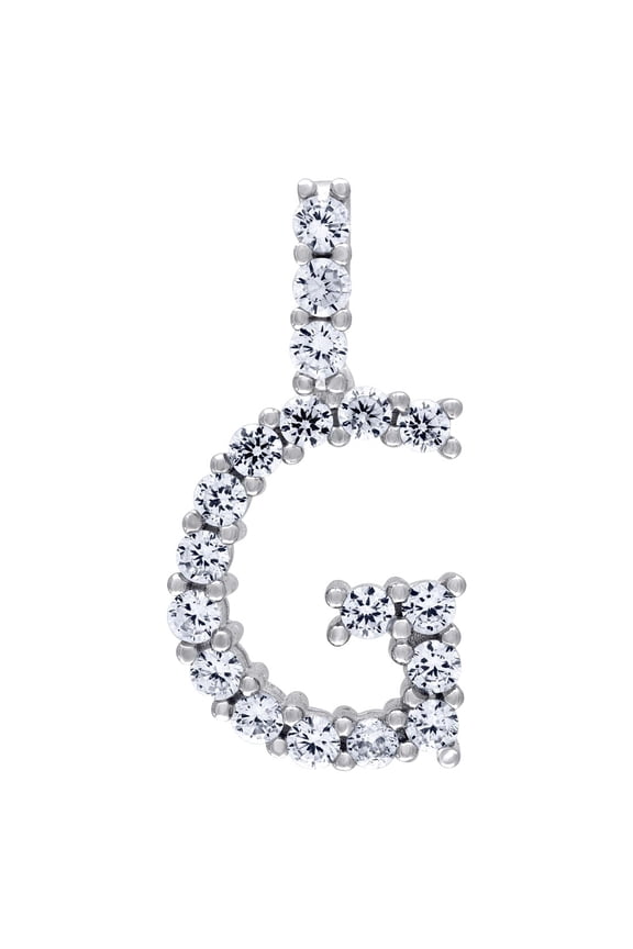 925 Sterling Silver Unisex CZ Letter Name Personalized Monogram Initial Alphabet G Charm Pendant Necklace 31.3x17.9mm Wi