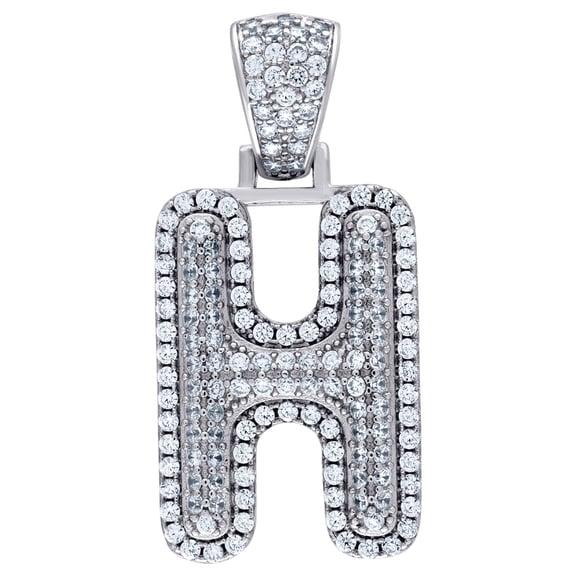 925 Sterling Silver Unisex Cubic Zirconia Letter Name Personalized Monogram Initial Alphabet H Charm Pendant Necklace Pe
