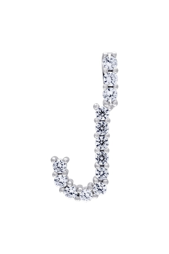 925 Sterling Silver Unisex Cubic Zirconia Letter Name Personalized Monogram Initial Alphabet J Charm Pendant Necklace 31