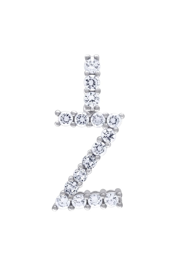 925 Sterling Silver Unisex CZ Letter Name Personalized Monogram Initial Alphabet Z Charm Pendant Necklace 3.07x14.1mm Wi