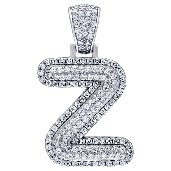 925 Sterling Silver Unisex Cubic Zirconia Letter Name Personalized Monogram Initial Alphabet Z Charm Pendant Necklace Pe