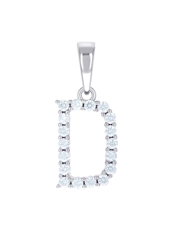925 Sterling Silver Unisex Cubic Zirconia Letter Name Personalized Monogram Initial D Alphabet Charm Pendant Necklace 24