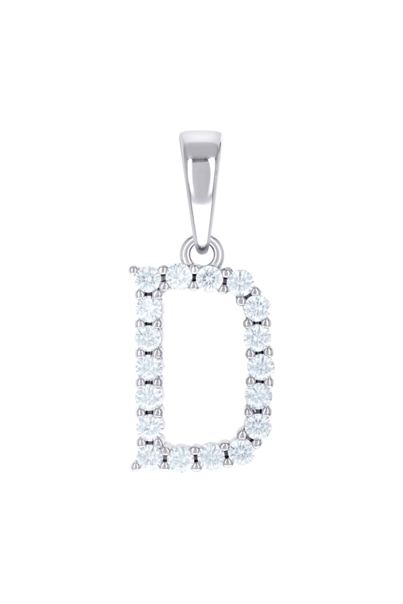 925 Sterling Silver Unisex Cubic Zirconia Letter Name Personalized Monogram Initial D Alphabet Charm Pendant Necklace 24