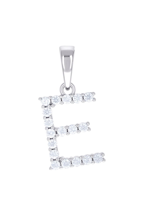 925 Sterling Silver Unisex Cubic Zirconia Letter Name Personalized Monogram Initial E Alphabet Charm Pendant Necklace 24