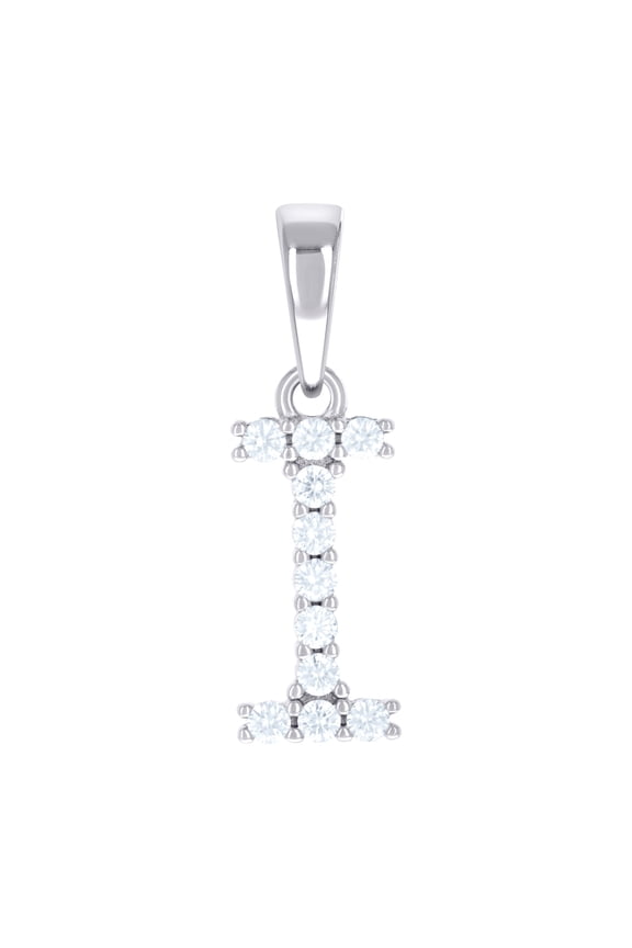 925 Sterling Silver Unisex Cubic Zirconia Letter Name Personalized Monogram Initial I Alphabet Charm Pendant Necklace 24