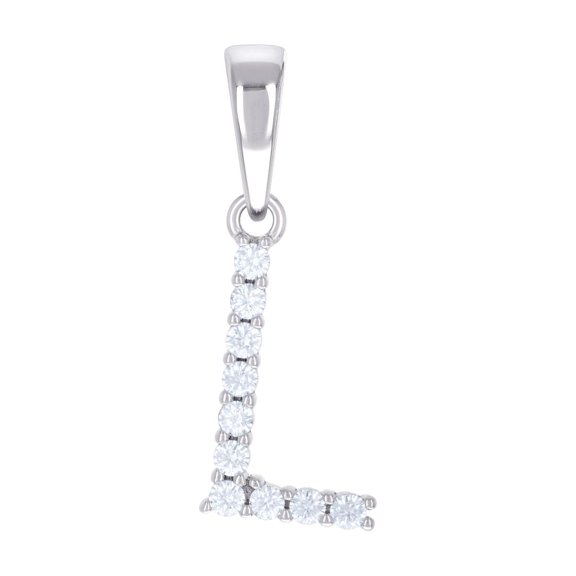 925 Sterling Silver Unisex Cubic Zirconia Letter Name Personalized Monogram Initial L Alphabet Charm Pendant Necklace 24