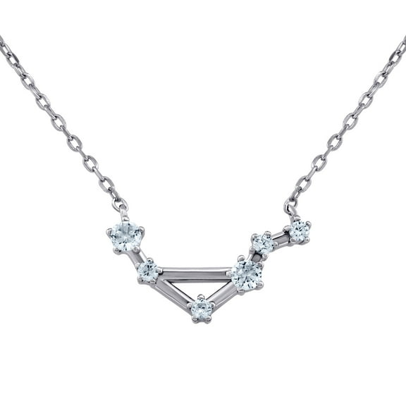 925 Sterling Silver Unisex Cubic Zirconia Libra Zodiac Sign Rolo Link Necklace Pendant Necklace for Women