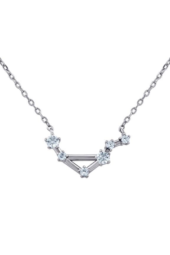 925 Sterling Silver Unisex Cubic Zirconia Libra Zodiac Sign Rolo Link Necklace Pendant Necklace for Women