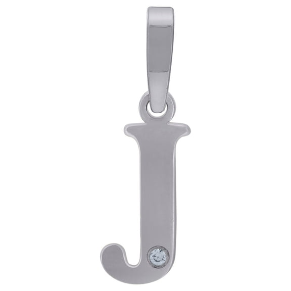 925 Sterling Silver Unisex Cubic Zirconia Plain Letter Name Personalized Monogram Initial Alphabet J Charm Pendant Neckl