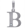 thumbnail image 1 of 925 Sterling Silver Unisex Cubic Zirconia Plain Letter Name Personalized Monogram Initial Alphabet B Charm Pendant Neckl, 1 of 2