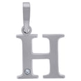 thumbnail image 1 of 925 Sterling Silver Unisex Cubic Zirconia Plain Letter Name Personalized Monogram Initial Alphabet H Charm Pendant Neckl, 1 of 2